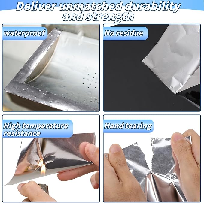 2 Pack Aluminum Foil Tape Bulk - 6 Inch x 55 Yards - Heavy Duty Metal Duct Tape, Aluminum HVAC Tape for Sealing & Patching, Air Ducts, Insulation Metal Repair, Professional Grade