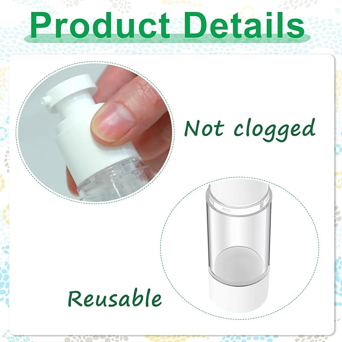 Sabary 60 Pcs Clear Airless Pump Bottles Refillable Cosmetic Travel Size Dispenser Vacuum Plastic Travel Bottles Empty Lotion Pump Dispenser Liquid Toiletry Container(1.7 oz)