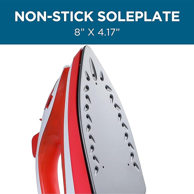 CCSI300 Steam Iron with 7.4 Ounce Water Tank, 1200 Watts, Comfort Grip,Red