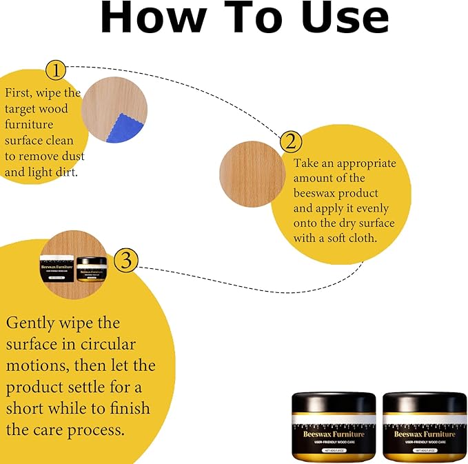 Furniture Wax, Beeswax Polish and Conditioner for Wood Furniture, All-Natural Wood Conditioner, Restorer and Protector with Sponges for All Types and Colours(2 Set)