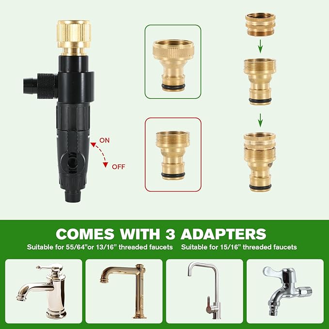 ZRDR Aquarium Siphon Vacuum Gravel Cleaner Kit for Fish Tank Cleaning Gravel & Sand, Fish Tank Water Changer Metal Faucet Connector with Long Hose Drain & Fill（32ft）