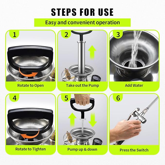 1.5 Gallon Stainless Steel Sprayer, Medium Duty & Versatile Pump Sprayer with 20" Wand & 4FT Reinforced Hose for Large Lawn, Garden, Fence & Patio, Includes Viton Seals and Gloves