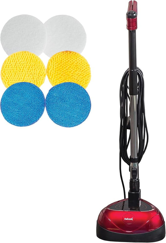 Ewbank EP170 Complete Cleaner, Washer, Scrubber, Scourer, and Polisher, Interchangeable Brushes and Pads Multi-Use Floor Machine, 2200 rpm, Lightweight, Red, 8 Pound
