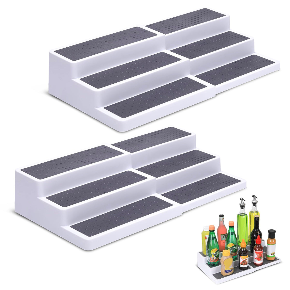 CiWiVOKi 3-Tier Expandable Spice Rack, Plastic Spice Rack - Image 1
