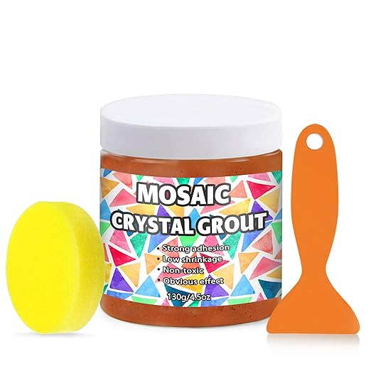Mosaic Crystal Grout, Mosaics Tile Tools, Mosaic Tile Accessories – Essential for Handmade Grouting and Perfect for DIY Craft Projects (Orange Red, 4.5oz)