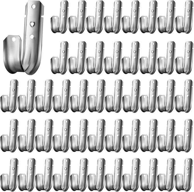 100 Pcs 2-Inch Cable Support, J Hooks Heavy Duty Galvanized Steel Cable Hook Wire Management J Hooks for Attaching Wall Mounting to Vertical Surfaces, Silver