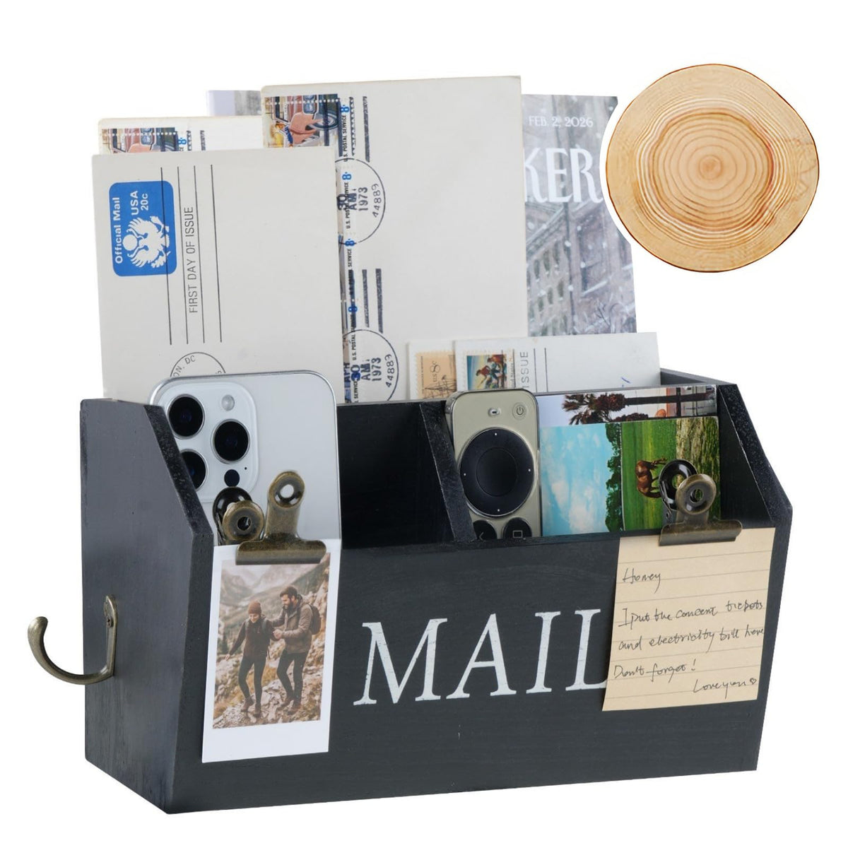 DLQuarts Solid Wood Mail Organizer Countertop or Wall - Image 1