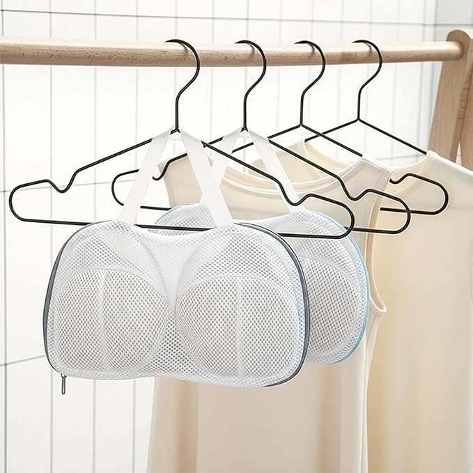 TIESOME 2 Pcs Bra Washing Bags for Laundry, Bag to Wash Bras in Washing Machine with Zipper, Reusable Bra Laundry Protector for Delicates, 28x19.5cm Polyester Mesh