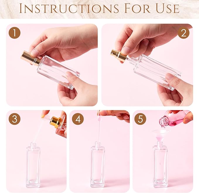 Domensi 30 Pcs 10/20/30 ml Perfume Travel Refillable Bottles Glass Spray Bottle Perfume Atomizer for Cologne Dispenser Leak-proof Fragrance Bottles Atomizer Pump Bottle Kit (Gold)
