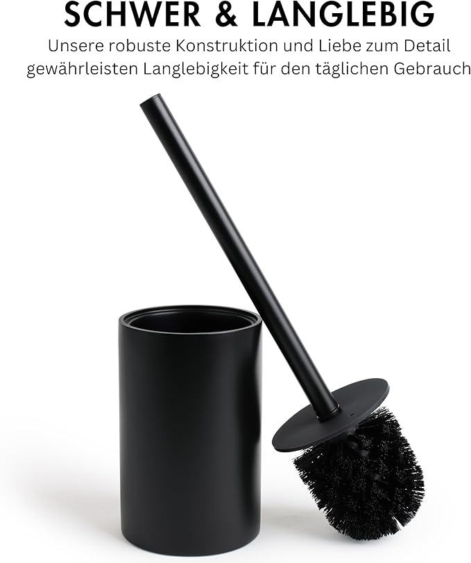 Matte Black Toilet Bowl Brush for Bathroom with Holder - Bathroom Cleaner Scrubber with Sleek Design, Sturdy, and Durable Bristles