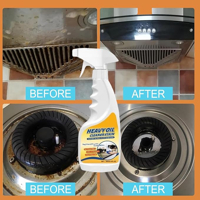 Heavy Oil Stain Cleaner Kitchen,Heavy Duty Kitchen Degreaser Spray, Heavy Oil Cleaner Stain, Oven, Stove, Range Hood, Sink (2PC)
