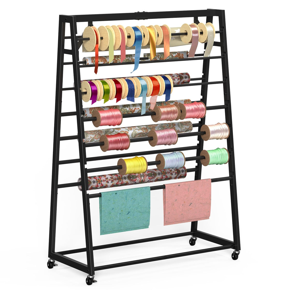 15 Tier Ribbon Organizer, Double-Sided Rolling Metal - Image 1