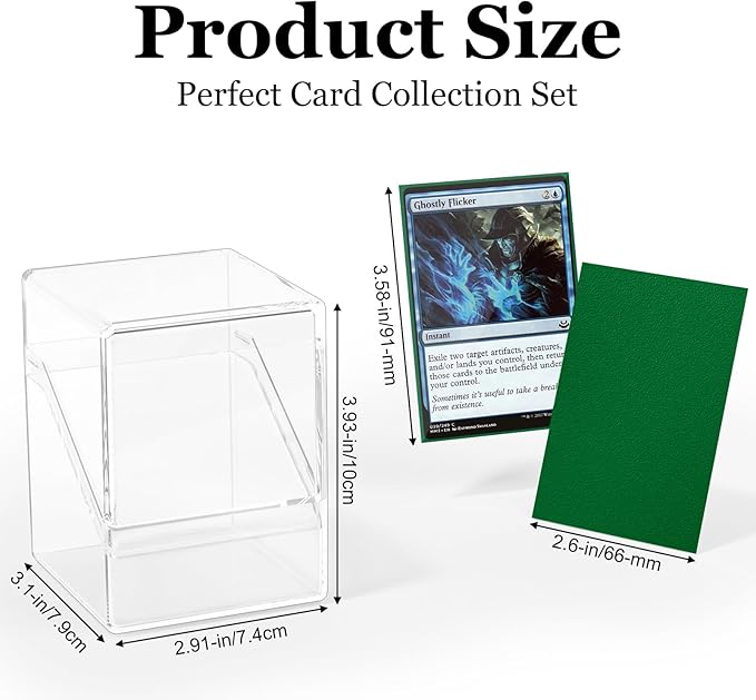 2 Pack Card Deck Boxes, Deck Case with 200Pcs Card Sleeves and Dividers, Standard Clear Commander Cards Storage Box Fit for MTG, Sport, Trading Cards (Dark Green)