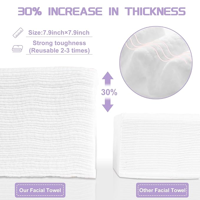 Disposable Face Towel 400 Count, Soft Cotton Face Towels, Dry Wipes Facial Cloths Towelettes for Washing and Drying, Lint Free Facial Tissue for Skincare, Makeup Remover and Cleansing