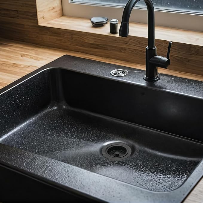 Westbrass A214-62 3-1/2" Post Style Large Kitchen Sink Basket Strainer, Matte Black