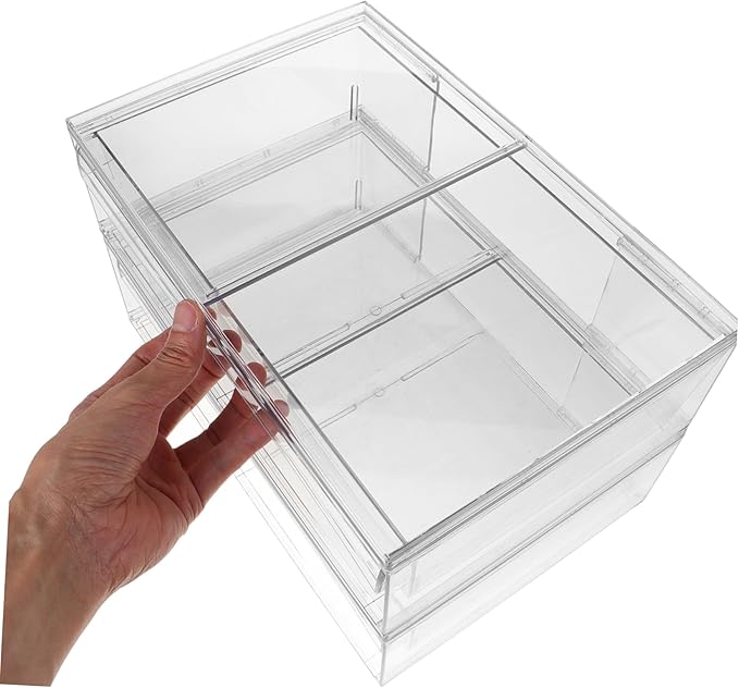 Vaguelly 2pcs Acrylic Makeup Organizer with Drawer Detachable Desktop Storage Box for Cosmetics Elegant Design for Home to Clean for Bathroom and Vanity Use
