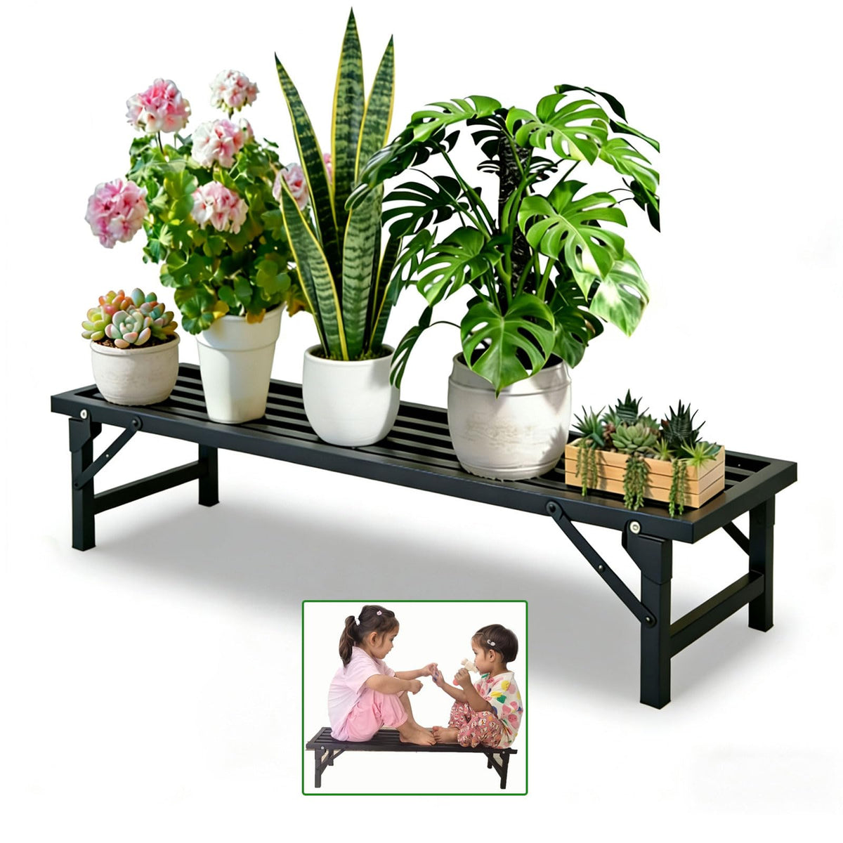 Foldable Single‑Tier Iron Plant Stand,Low Heavy‑Duty - Image 1