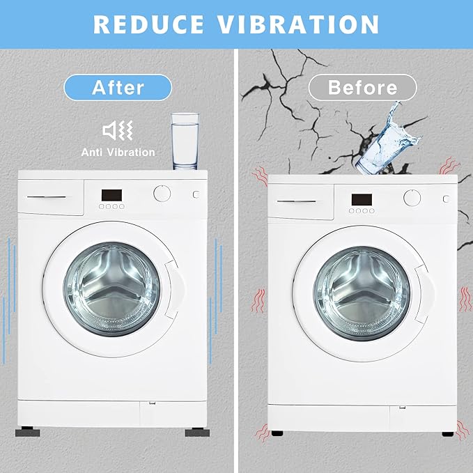 Anti Vibration Pads, Washer and Dryer Anti Slip and Noise-Reducing Anti Vibration Mat, Universal Vibration Isolation Pads Protects Laundry Shaking Walking Pedestals - 8 PCS Washing Machine Foot Pads