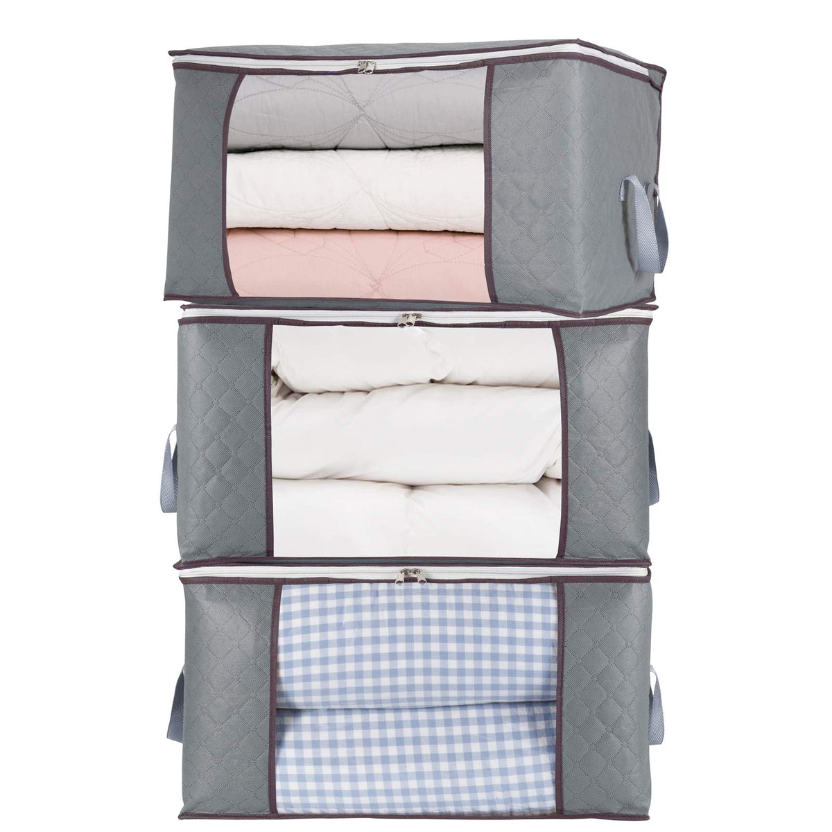 3Pcs Zippered Storage Bag for Closet King Comforter, pillow - Image 1