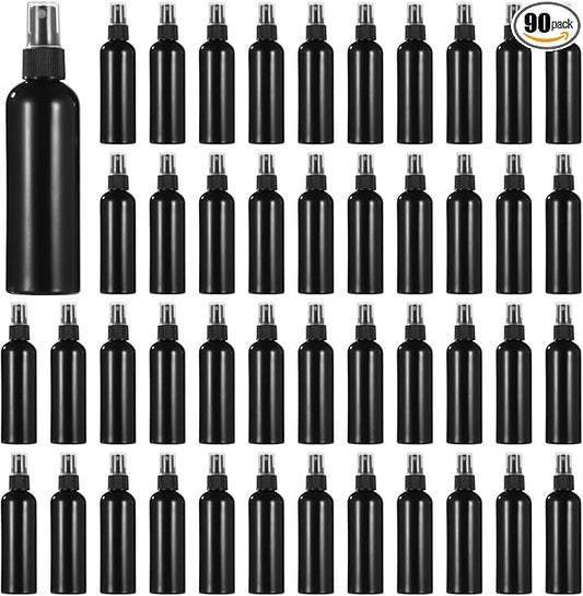 ZALIR 90 Pcs 4 oz Plastic Spray Bottles - 120 ML Travel Size, Fine Mist Sprayers, Ideal for Perfumes, Cosmetics, Cleaning Solutions, and More, Black