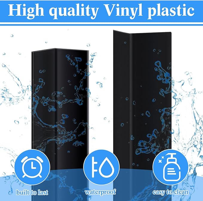 Sasylvia 10 Pcs 1/2 x 1/2 x 36 Inches Wall Corner Protector Guards, Avoid Scratching Scuffs, Black Vinyl Corner Trim Molding, Ease Install & Cleaning for Door Countertop Furniture Cabinet Protection