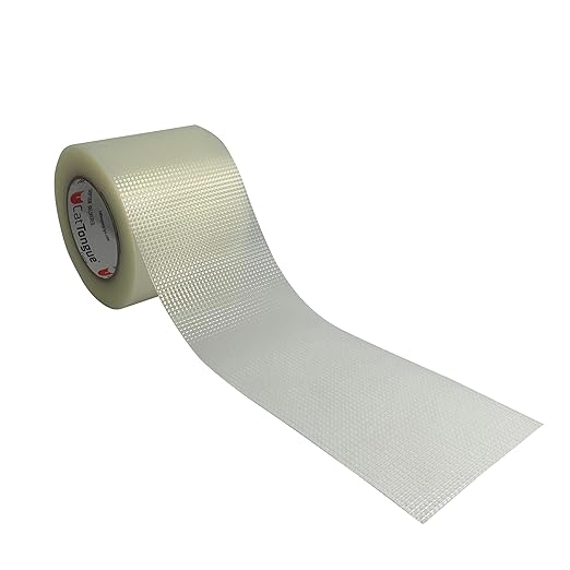 CATTONGUE GRIPS Non-Abrasive Grip Tape Wrap - 4” Thick Heavy-Duty, Waterproof Anti-Slip Tape for Wrapping Tools, Bats, Gym Equipment - Indoor & Outdoor Anti-Slip Solution (Clear, 30ft)