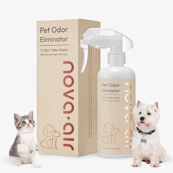 Pet Odor Eliminator Spray – Instantly Destroys Odors & Pet Smells by Ti-Oxy™ Technology. Non-Toxic, Fragrance-free & Pet-Safe Odor Neutralizer. Works on Urine Odors, Litter Boxes & Carpets – 10oz