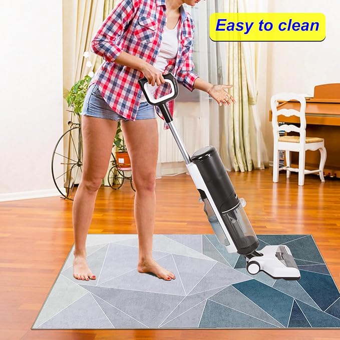 Office Chair Mat for Hardwood Floor,55"*35" Under Desk Mat, Computer Chair Rug,Anti-Slip Floor Protector for Low-Pile Carpet Home Office Blue Grey