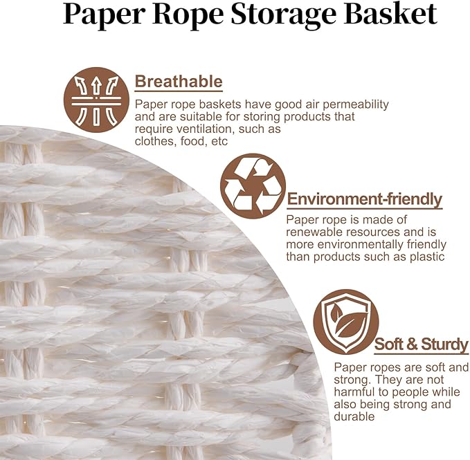 Wicker Storage Basket — Rectangular, White