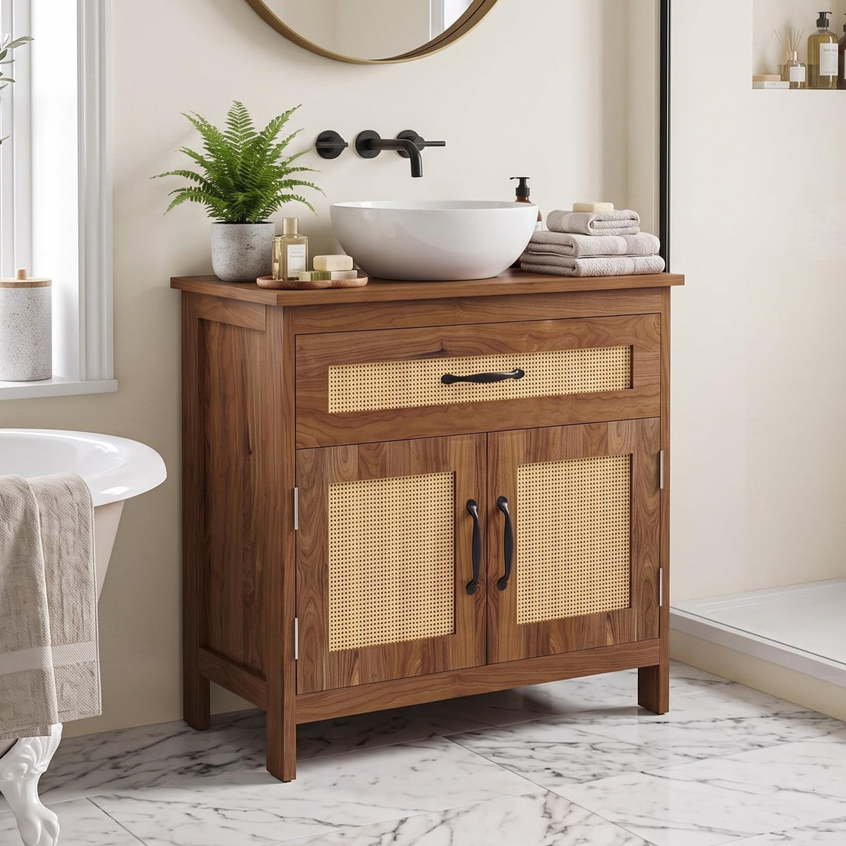 24 Inch Pedestal Sink Storage Cabinet, Bathroom Vanity Sink - Image 1