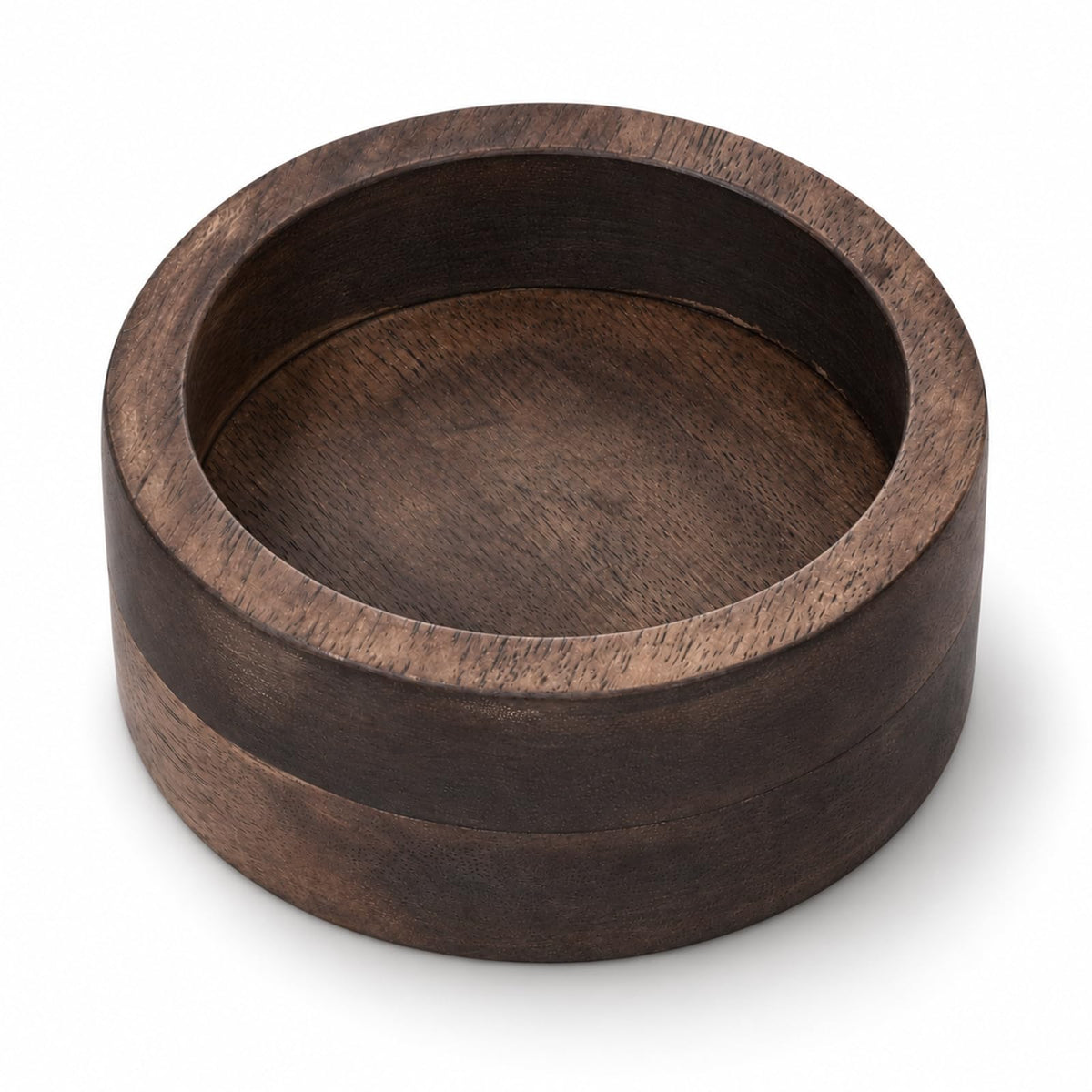Ring Holder for Men Walnut Wood Ring Tray Round Wooden Jewelry - Image 1