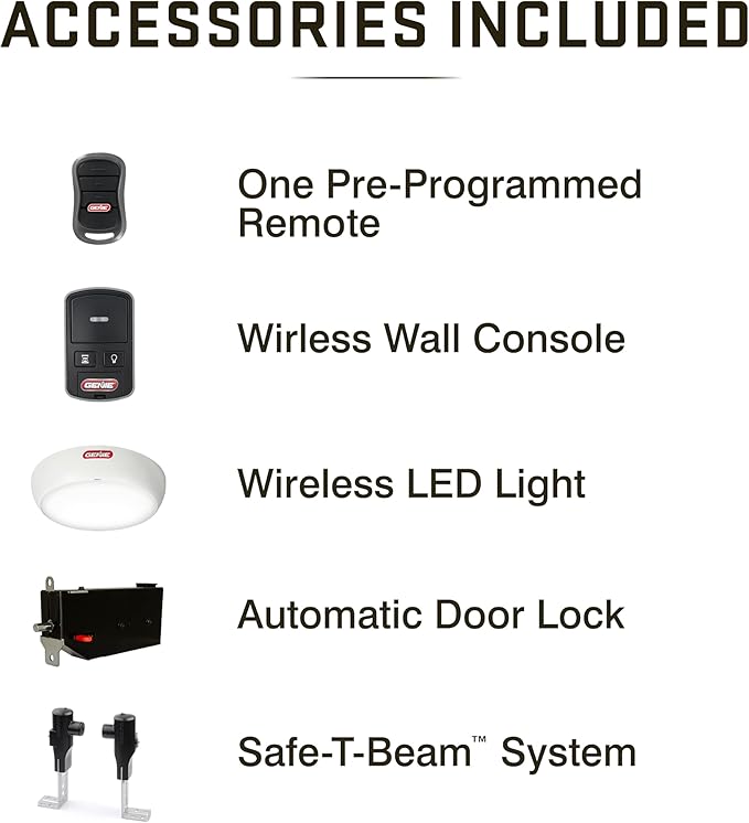 Genie 6072H-O Residential Wall Mounted Garage Door Opener, Black