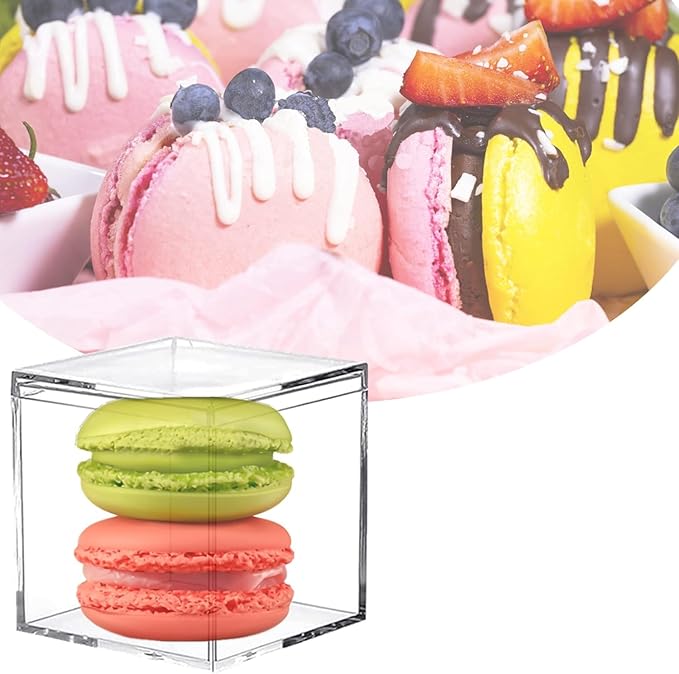 Acrylic Box 2 Packs Clear Square Cube Acrylic Display Boxes Multi-Purpose Storage Box Container Acrylic Decorative Boxes with Lids for Birthday Valentine's Day Party Favor Candy Pill and Tiny Jewelry