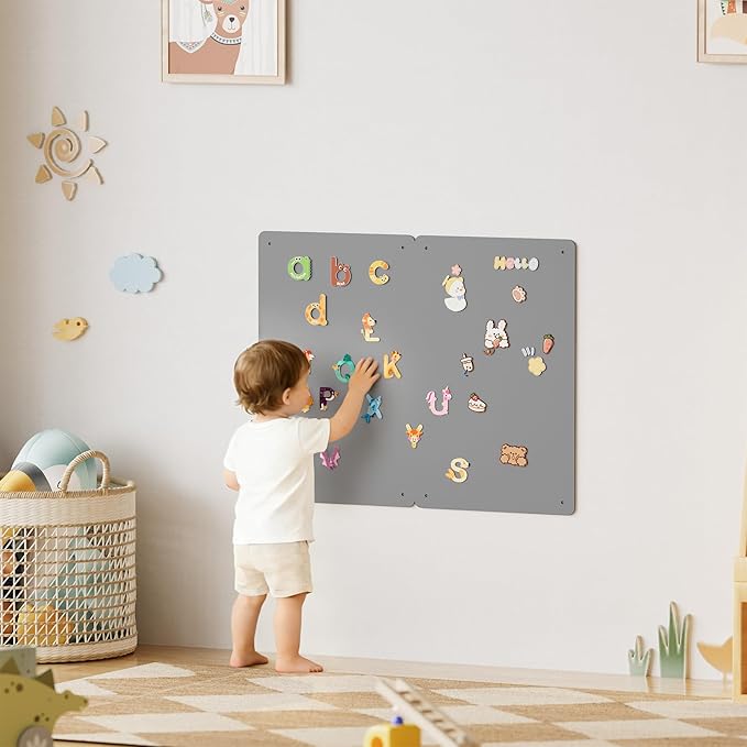 2 Pack Magnetic Board for Wall, 17.5" x 11.4" Magnet Bulletin Memo Board, Metal Sheets to Display Magnetic Letter Number Souvenir, Notes, Poetry, Photos, Silver