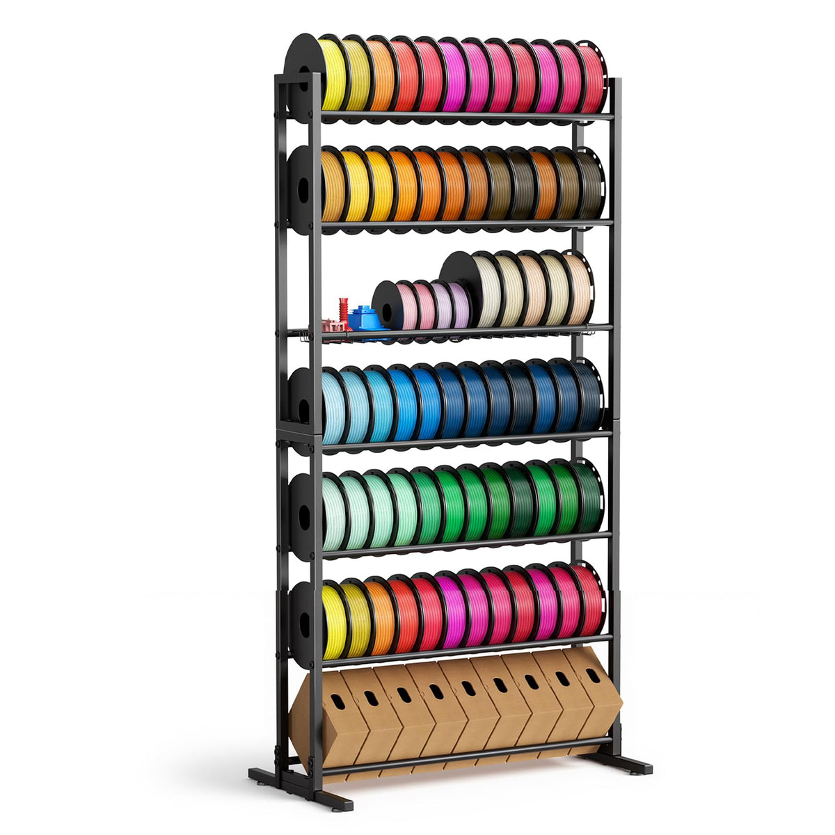 3D Printer Filament Storage Rack, 7-Tier Organizer with Basket - Image 1