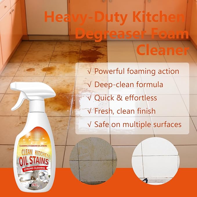 wuliao FIELL Clean Kitchen Oil Stains Spray, Heavy-Duty Kitchen Degreaser Foam Cleaner, Multi functiona Foam Cleaner Spray(3)