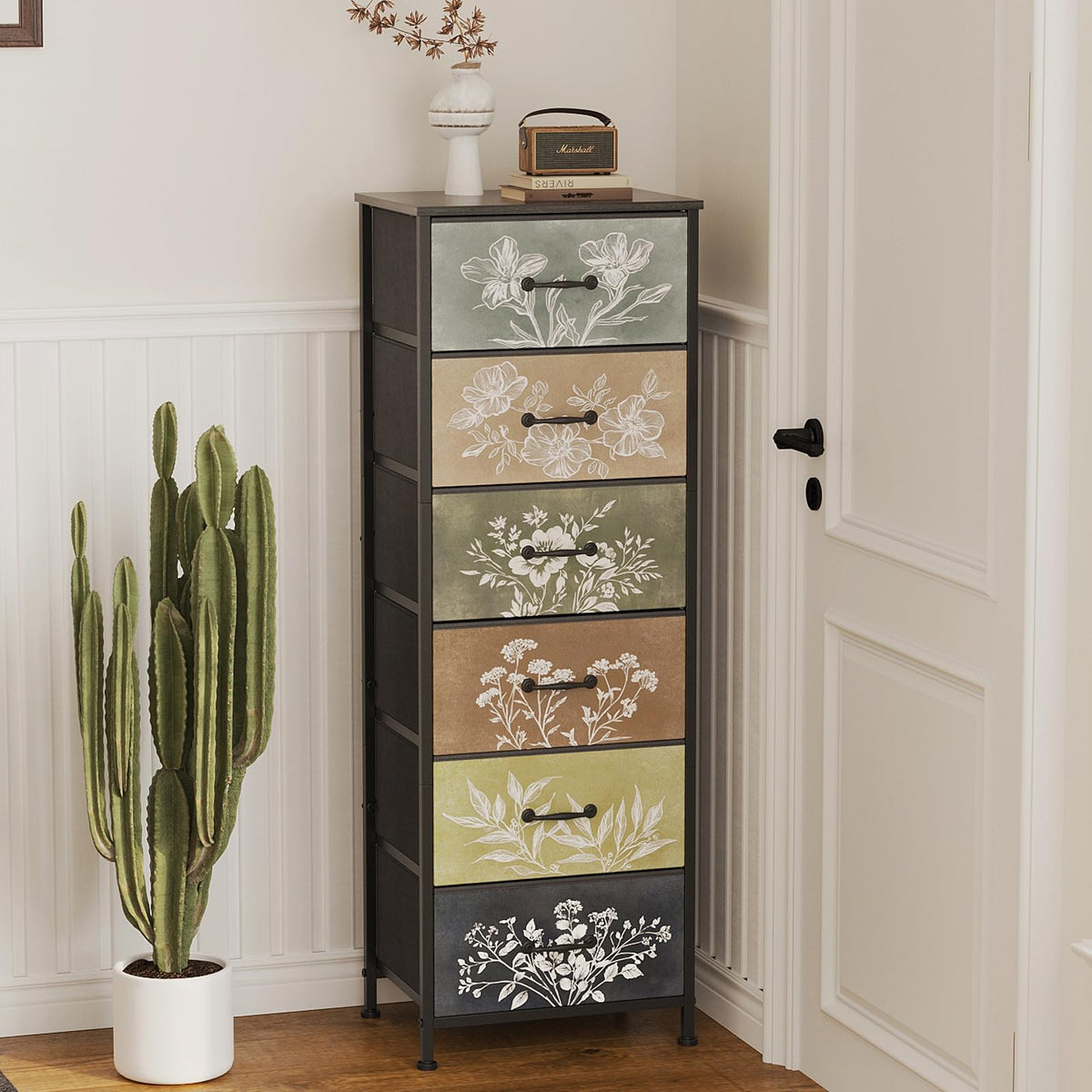 Tohomeor Vintage Dresser Vertical Nightstand with Neutral - Image 1