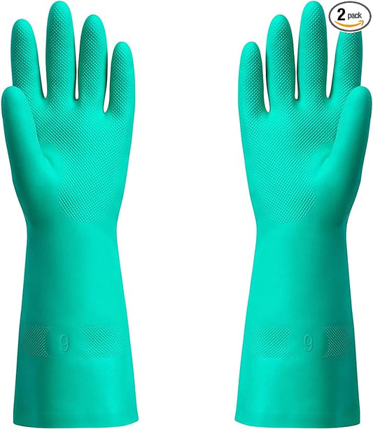ThxToms Chemical Resistant Nitrile Gloves, Resist Household Acid, Alkali, Solvent and Oil, Latex Rubber Free, 1 Pair Large