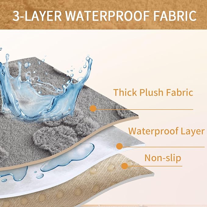 Waterproof Couch Cover for Dogs Washable,Fuzzy Pet Couch Covers for Sofa,Thick Soft Dog Mat Non-Slip Couch Covers for 3 Cushion Couch Sofa Pet Friendly (Grey, 35x82(1pc))