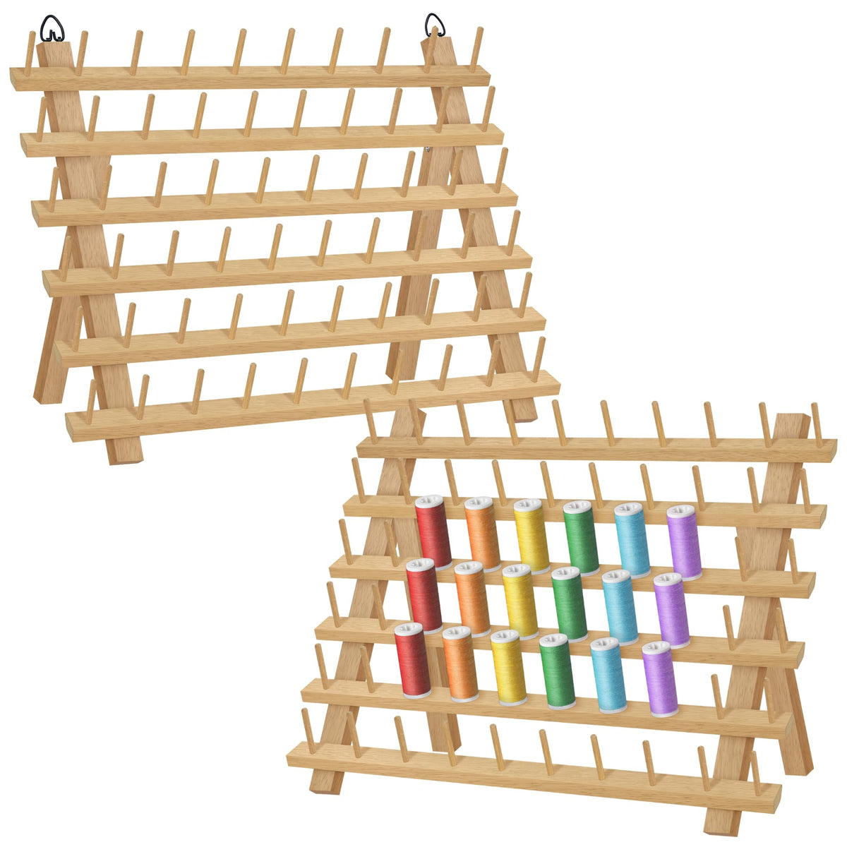2X60 Spools Wooden Thread Rack/Thread Holder Organizer - Image 1
