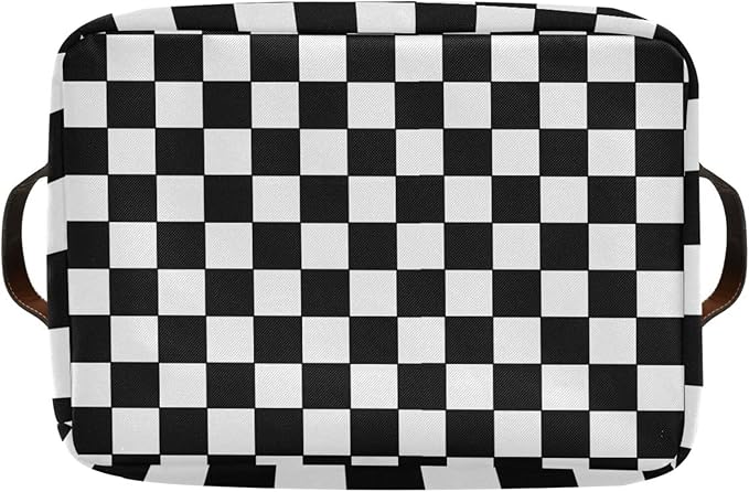 Black and White Check Rectangular Storage Basket Organizer Bin Shelf Baskets For Clothes Gifts For Home Office Dorm