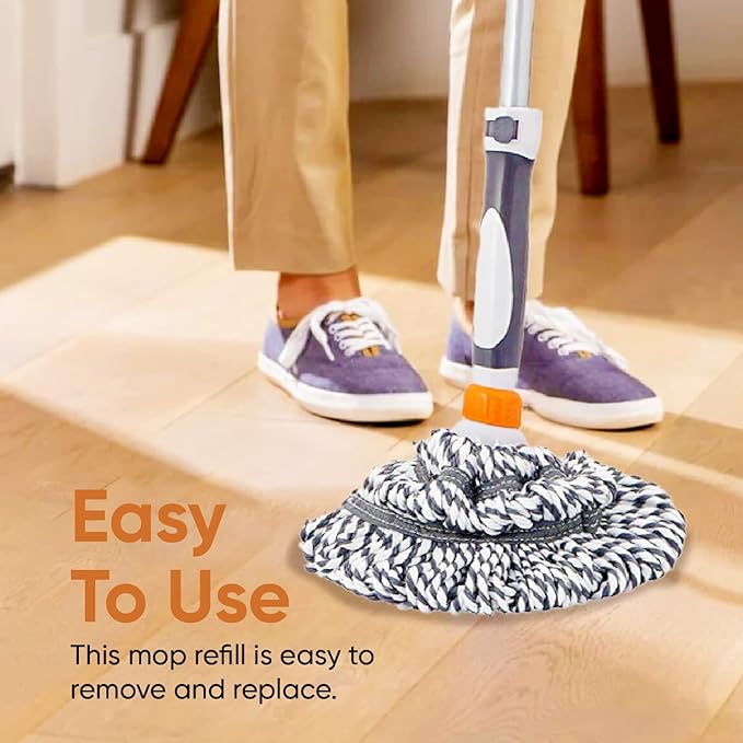 Superio Twist Mop Heads Self Wringing Mop Replacement Microfiber Mop Refill Commercial/Industrial Use.-Grey