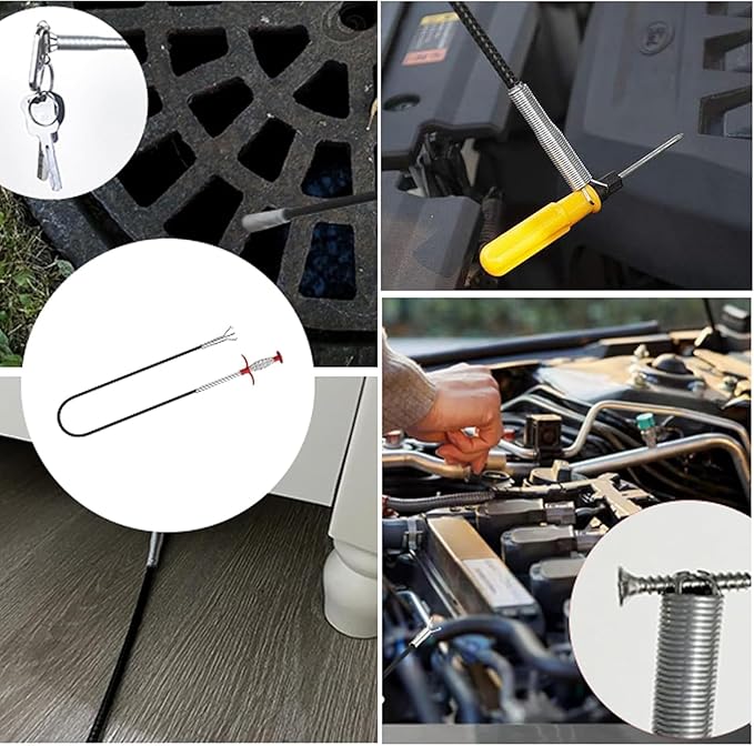 116 inch Drain Snake Grabber Claw Pickup Tool Drain Hair Remover Tool Sewer Cleaner Hook Long Grabber Drain Tool Home Sink And Toilet Drain Cleaner Tool