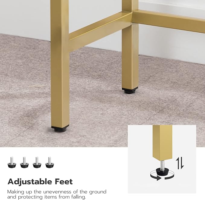 HOOBRO 29.5" Narrow Console Table, Tempered Glass Sofa Table, Small Side Table, Modern Entryway Table, for Entrance, Living Room, Foyer, Hallway Bedroom, Gold GD07XG01