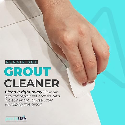 PentaUSA Tile Grout Repair Kit - Premixed Acrylic Sanded Grout for Bathroom,Shower&Kitchen, Repairs, Renews & Restores, Waterproof Formula, Gray, (8.8oz / 250gr)
