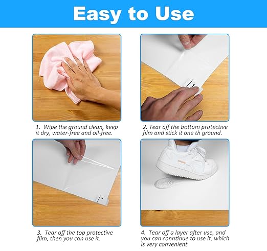 24" X 36" Sticky Mats, 300 Sheets Sticky Mat Adhesive Tacky Pad Sticky Mats for Construction Cleanroom Tacky Mats for Factory Home Laboratory (White)