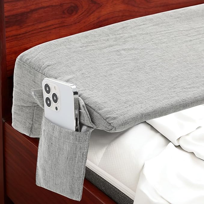 Novabright 60"x 8"x 5" Bed Wedge Pillow Gap Filler for Headboard Gap Filler Bed Wedge Pillow with Side Pocket Gaps Mattress Wedges Gaps Fillers to Stop Items Falling Down, Removable and Washable