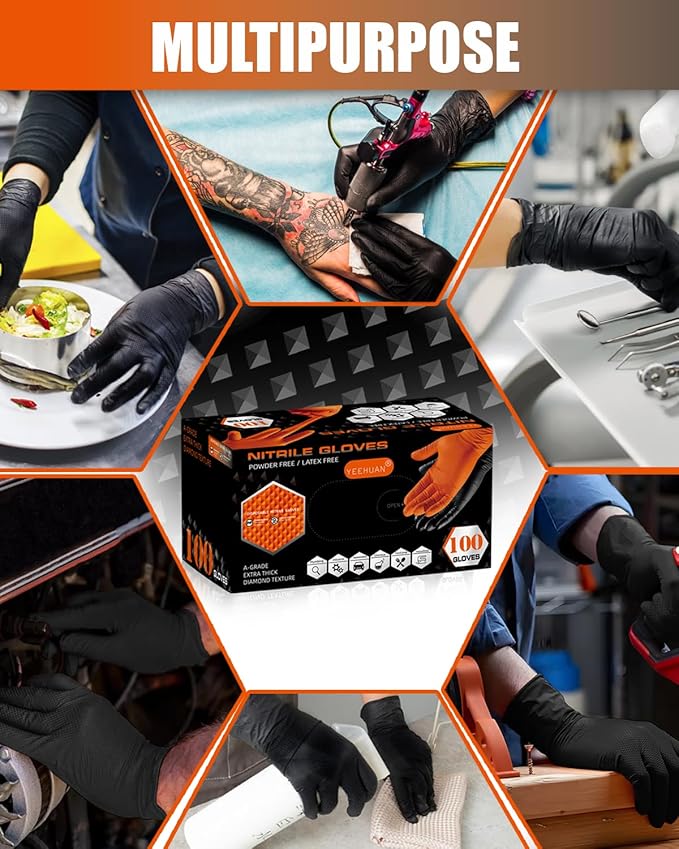 10 Mil Nitrile Gloves Disposable Heavy Duty Rubber Chemical Resistance Gloves for Mechanic