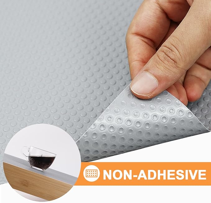 Shelf Liners for Kitchen Cabinets 16-inch: Waterproof Non-Adhesive Drawer Liner Light Gray - 16 in x 300 Inch Easy to Clean Cupboard Mat for Pantry Shelves