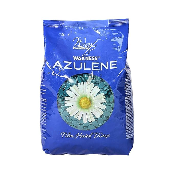Waxness Film Hard Wax Beads Azulene 1.1 lb (500 g) – Stripless Professional Hard Wax with Azulene for Face & Body, Smooth Application – Made in Italy